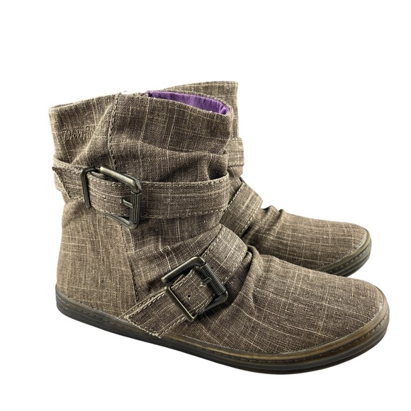 Blowfish Malibu Shoes - Blowfish Malibu Women's Slouchy Ankle Booties 8 Brown Double Buckle Ruched Boots